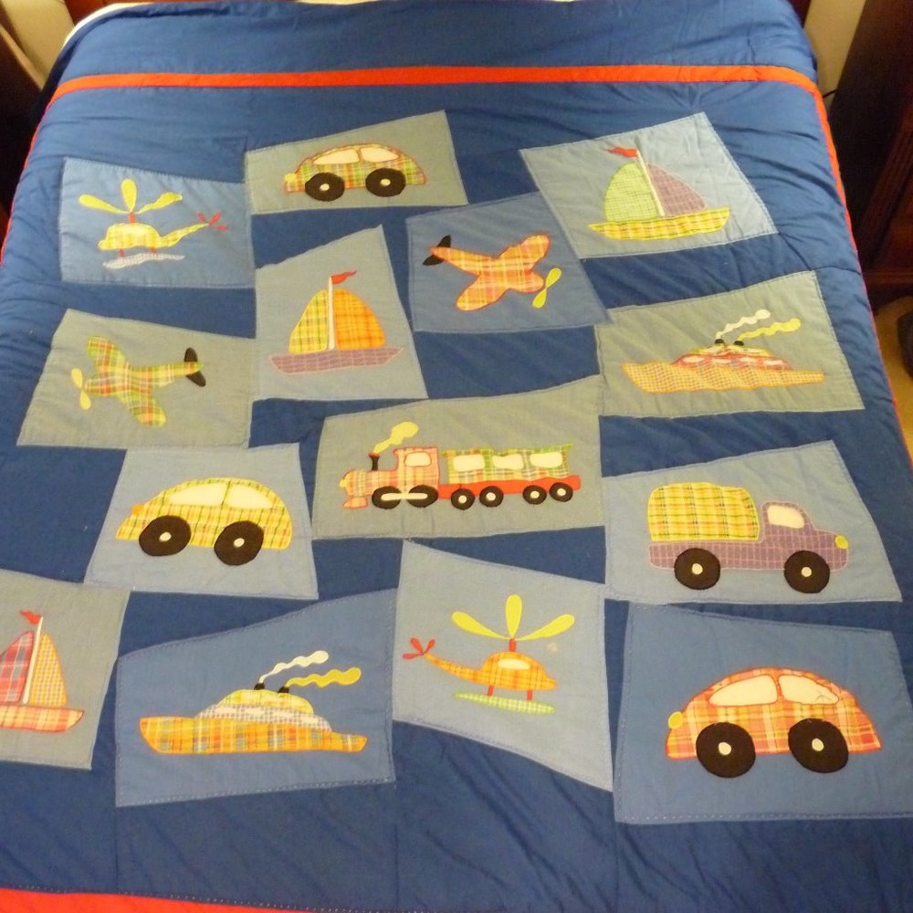 Kids Boys transportation full size quilt b…